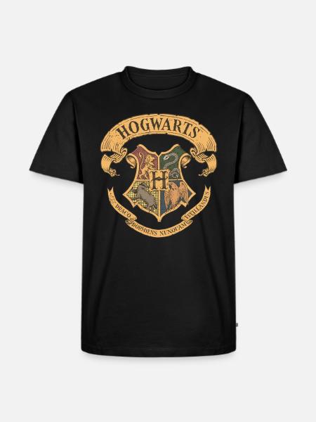 Harry Potter Hogwarts Coat of Arms on Men's Premium T-Shirt - Black